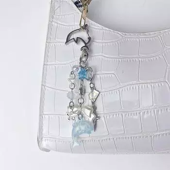 Креативный брелок для ключей с бусинами, милая крутая звезда, подвеска в виде дельфина, брелок для ключей, подвеска для автомобиля, изысканный брелок для рюкзака, украшения, подарки розовый