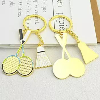 Креативный брелок для ключей с подвеской в виде ракетки для бадминтона из цинкового сплава, мини-волан, спортивные брелки, подарочный рюкзак, кошелек, держатель для ключей