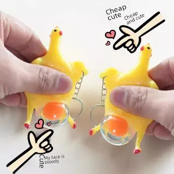 Креативный брелок для ключей Squeeze Chicken - забавная игрушка для снятия стресса и розыгрыш с курицей