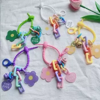 Креативный брелок-подвеска в виде цветка-сердечка конфетного цвета, милый маленький брелок-цветок, сумка-подвеска, аксессуары белый