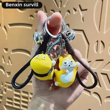 Креативный брелок-подвеска в виде мультяшного кота - милый парный аксессуар для автомобиля и сумки в подарок Single OPP Bag Packaging