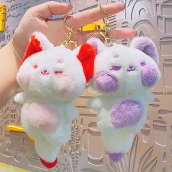 Креативный брелок-подвеска в виде плюшевой лисы - мультяшный аксессуар для школьных сумок и подарков