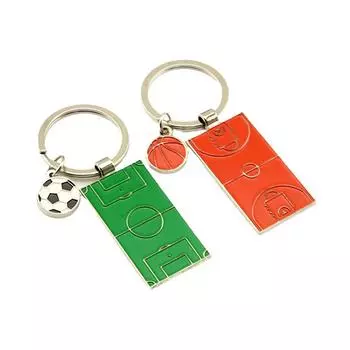 Креативный брелок с футбольным полем, металлические футбольные мячи, баскетбольные кулоны, команда болельщиков, спортивные сувениры, подарки, мужской автомобильный брелок для ключей, аксессуар