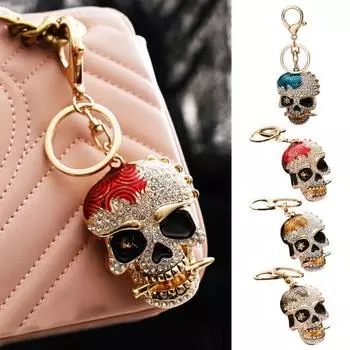 Креативный брелок с подвеской в виде черепа, сверкающие стразы, инкрустированный автомобильный брелок для ключей, рюкзак, сумка, подвесной брелок красный