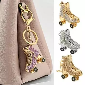 Креативный брелок с подвеской в виде коньков, сверкающие стразы, инкрустированный автомобильный брелок, рюкзак, сумка, подвесной брелок слоновая кость