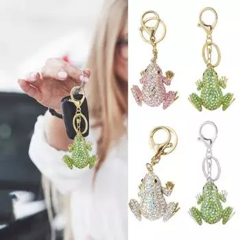 Креативный брелок с подвеской в виде лягушки, сверкающие стразы, инкрустированный автомобильный брелок, рюкзак, сумка, очаровательный брелок, аксессуары розовый