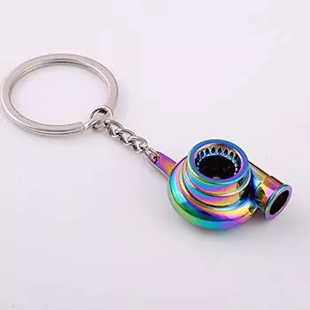 Креативный брелок с турбонаддувом, металлический ключ с турбокомпрессором, полированный Радужный брелок, идеальный подарок для любителей автомобилей