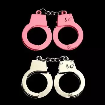 Креативный брелок в форме наручников, розовый серебряный брелок, подвесное украшение для сумки для мужчин и женщин, панк-ювелирное украшение, подарок