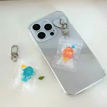 Креативный брелок в виде рыбы-клоуна, стильный свежий брелок в виде золотой рыбки, подвеска на рюкзак, корейский девчачий телефон, шнурок, подвески для наушников синий