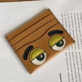Креативный чехол для карт с героями мультфильмов, натуральная кожа, для женщин и мужчин, держатели для карт, милый органайзер из воловьей кожи для ID, кредитных карт, портмоне для монет коричневый