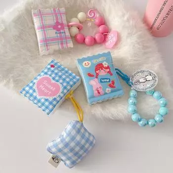 Креативный чехол для наушников с 3D конфетами и закусками с браслетом для AirPods Pro 1 2 3 AirPod Sweet Girl Heart, чехол для наушников с решеткой и смайликом For AirPods 1 or 2