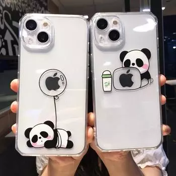Креативный чехол для телефона с изображением панды для Iphone 11 12 13 Pro Max, прозрачный противоударный защитный чехол для объектива для Iphone X Xs Xr 7 8 Plus For iPhone 7 or 8