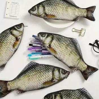 Креативный чехол с имитацией соленой рыбы, большая вместительная сумка для карандашей, забавный школьный карандаш, игрушка для кошек, канцелярские принадлежности