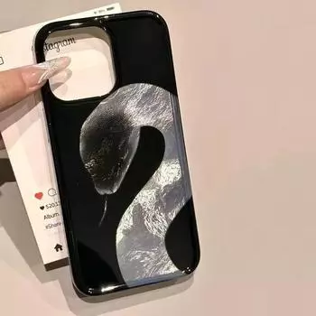 Креативный черный фон серебристый чехол для телефона со змеей для iPhone 16 15 14 13 12 11 Pro Max XS X XR мягкий прозрачный чехол iPhone 16 Pro Max