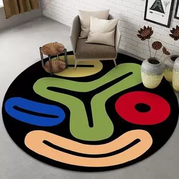 Креативный цветной круглый бархатный ковер для гостиной, дивана, нескользящий коврик для спальни, кровати, домашнего кабинета, гардеробной 800MMx800MM