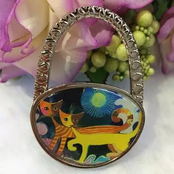 Креативный цветочный крючок, овальная карта с изображением кошки, подвесная сумка, крючок, столы, сложенные и соединенные