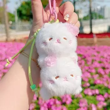 Креативный цветущий вишневый котенок медведь кролик перекрывающийся плюшевый кулон кукла Cat
