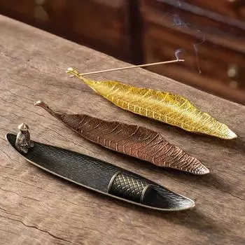 Креативный держатель для благовоний, лодка, старики, рыбалки, курильницы, бамбуковый плот, длинные листья, курильница, благовония, курильница, домашний декор