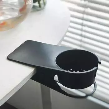 Креативный держатель для чашки для кофейного напитка, боковая полка для чашки с водой, офисный настольный компьютерный стол, фиксированный держатель для чашки, зажим для хранения на столе чёрный