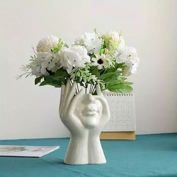 Креативный держатель для кистей для макияжа в форме руки, современный резиновый настольный органайзер, ваза для цветов белый