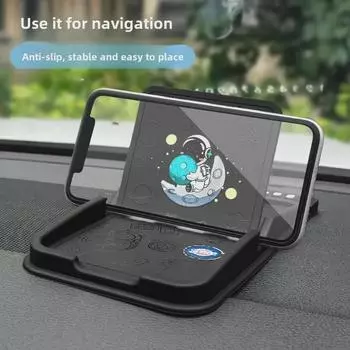 Креативный держатель для мобильного телефона с мультяшным рисунком для автомобиля с нескользящим ковриком для приборной панели