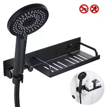 Креативный держатель для насадки для душа в ванной комнате, полка для хранения геля для душа, сливная полка, держатель для мыла с крючком серебряный