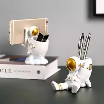 Креативный держатель для ручек в виде ракеты-астронавта, настольный органайзер для макияжа, кисточек для бровей, украшений, декора для рабочего стола
