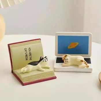 Креативный держатель для телефона в виде кота из смолы, универсальная подставка для мобильного телефона, кронштейн, декоративные фигурки, аксессуары для домашнего офиса и рабочего стола, декор