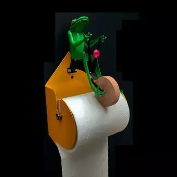 Креативный держатель для туалетной бумаги в виде лягушки, едущей на велосипеде, забавный настенный держатель для рулона бумаги, металлическая вешалка для рулона салфеток, декор для ванной комнаты