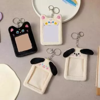 Креативный держатель для удостоверений личности, привлекательная сумка, подвеска, декор, плюшевая милая собака, кошка, чехол, защита для кредитного банка B