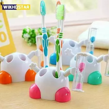 Креативный держатель для зубных щеток с песочным таймером, таймер обратного отсчета на 3 минуты, набор аксессуаров для ванной комнаты, подставка для зубных щеток для детей зелёный