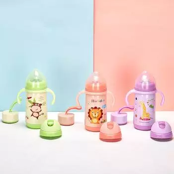 Креативный детский чайник, мультяшная бутылочка для соски для детского сада, милая кружка из нержавеющей стали, уличные студенческие чашки. 300ml оранжевый