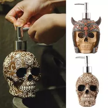 Креативный диспенсер для жидкого мыла с черепом, винтажная статуя из смолы, дезинфицирующее средство для рук, бутылки с насосом, контейнер для лосьона, шампуня