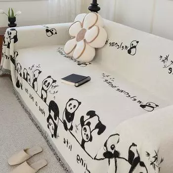 Креативный диван-полотенце с изображением панды, утолщенный нескользящий чехол для дивана из синели, универсальный универсальный чехол, одеяло, подушка с защитой от царапин 180*130cm