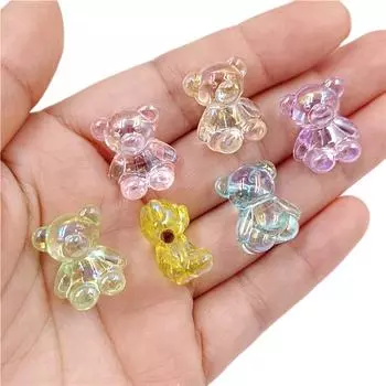 Креативный DIY для ожерелья, браслета AB, свободные бусины, подвеска в виде кролика и медведя, 10 шт., изготовление ювелирных изделий, оптовая продажа Frosted Bear разноцветный