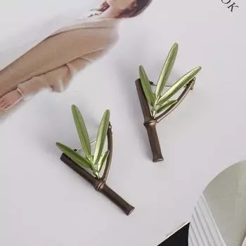 Креативный дизайн, бамбуковые броши для женщин, эмалированные зеленые листья, цветы, вечеринка, свадьба, брошь, булавки, подарки