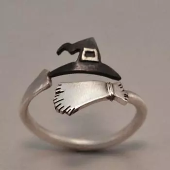 Креативный дизайн Хэллоуин тыква пародия призрак ведьма шляпа метла открывающееся кольцо модные ювелирные изделия аксессуары подарок кольцо 6#