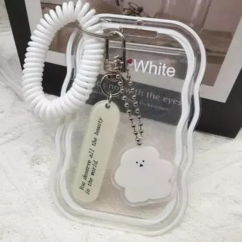 Креативный дизайн Kpop держатель для фотокарточек Прозрачный держатель для карточек Брелок для фото чехлы для автобусных карточек Чехол для студенческих карточек Защитник для фотографий One Size белый