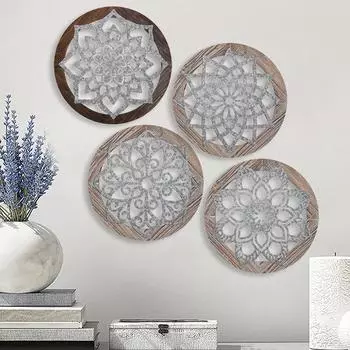 Креативный дизайн, круглый настенный художественный деревянный подвесной орнамент, круглый эстетический декор для комнаты, гостиной