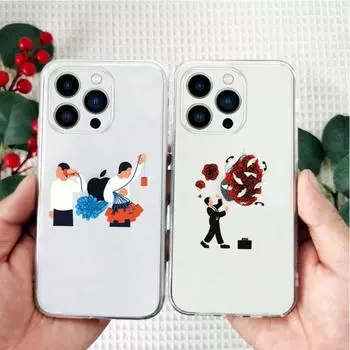 Креативный дизайн, нарисованный вручную чехол для телефона iPhone 14 13 11 12 Pro Max Mini 6 7 8 Plus X XR XS SE 2020, прозрачный чехол iPhone6 6s