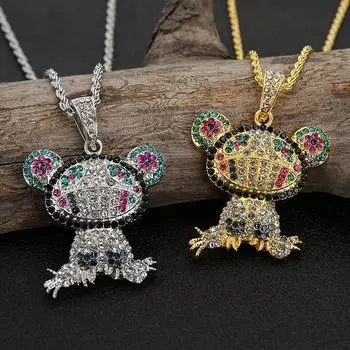 Креативный дизайн с подвеской в виде бриллиантовой лягушки золотой