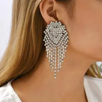 Креативный дизайн со стразами и кисточками для невесты, свадебной вечеринки, трендовые ювелирные изделия, роскошное качество, необычные висячие серьги для женщин