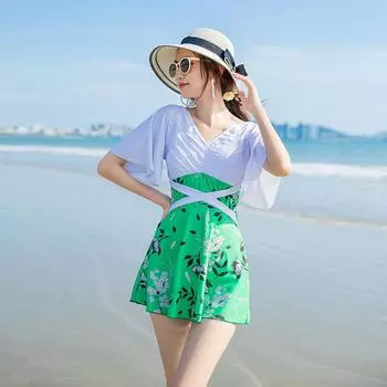 Креативный дизайн, женский купальник с высокой талией, цельный купальник для бассейна, удобный и элегантный купальник M зелёный