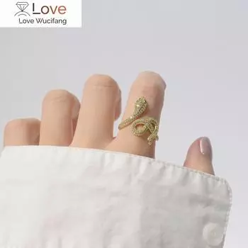 Креативный дизайн змея медная инкрустация циркония кольцо женское открытие регулируемое 14K настоящее золотое покрытие корейские кольца ювелирные изделия Resizable белый