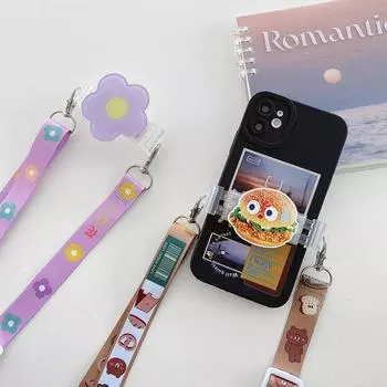 Креативный длинный чехол для телефона Landyard через плечо, держатель для мобильного телефона в корейском стиле с милым мультяшным животным, диагональный ремешок для телефона с зажимом
