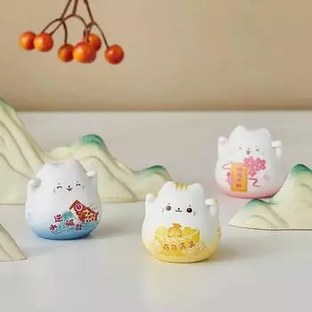Креативный домашний декор, украшение в виде миниатюрного кота, керамическая статуэтка животного, приносящего удачу, маленькая фигурка, аксессуары для рабочего стола в гостиной