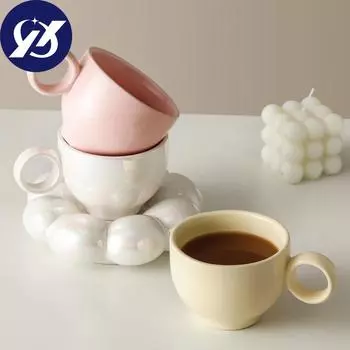Креативный домашний набор кофейной чашки и блюдца, симпатичная женская ценная офисная чашка для питья, простая керамическая кружка 1