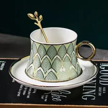 Креативный европейский стиль, золотая кофейная чашка, тарелка, набор из двух предметов, кружка, чашка для воды, кофейная чашка, чашка для молока, чашка для завтрака, послеобеденный чай синий