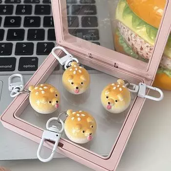 Креативный французский хлебный брелок для ключей в виде собаки, милый кулон в виде щенка из хлеба, сумка, подвесной забавный брелок из смолы, декор для рюкзака, автомобильные ключи, аксессуары