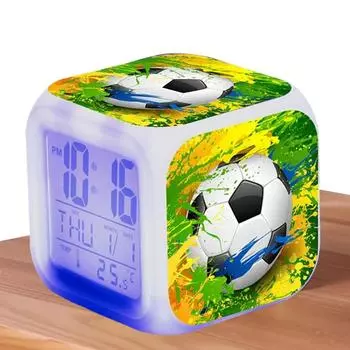 Креативный футбольный будильник детский будильник прикроватный будильник ночник смена цвета 7 цветов светодиодный будильник домашний декор